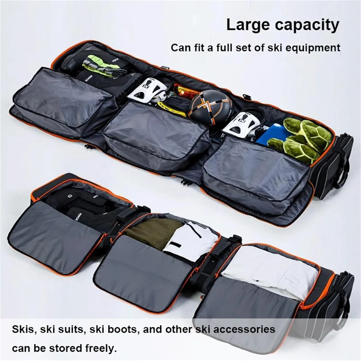 Roller Snowboard Bag with Wheels Double Rolling Ski Bag Snow Ski Bags for Air Travel Waterproof Roller Snowboard Bag Foldable Wheeled Ski Bag
