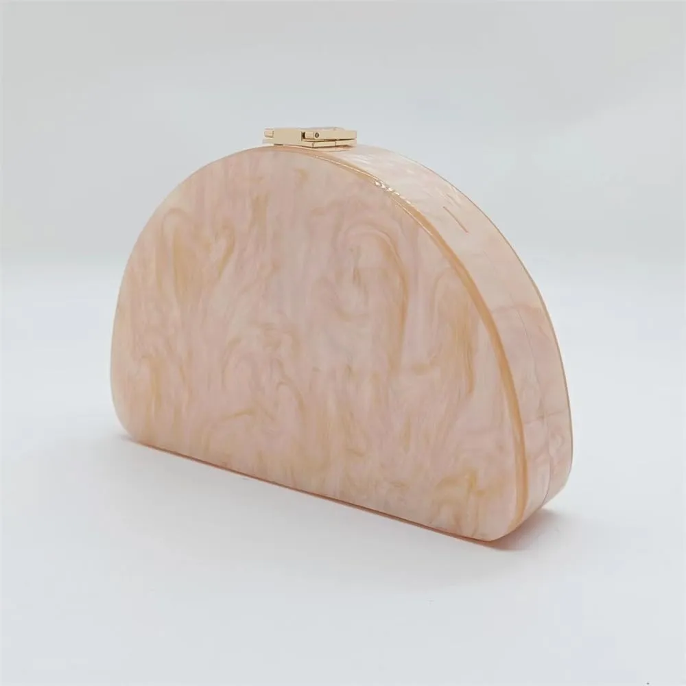 RomanticDesign Women Acrylic Handbag Semi-circular Unique Pattern Shell Bag Crossbody Handbag Shoulder Bag Chain Purse