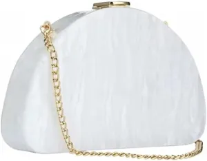 RomanticDesign Women Acrylic Handbag Semi-circular Unique Pattern Shell Bag Crossbody Handbag Shoulder Bag Chain Purse