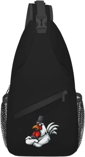 Rooster Wearing A Hat Crossbody Bags For Women Men Chest Backpack Gym Shoulder Bag Travel Outdoor Sports Casual Crossbody Bags