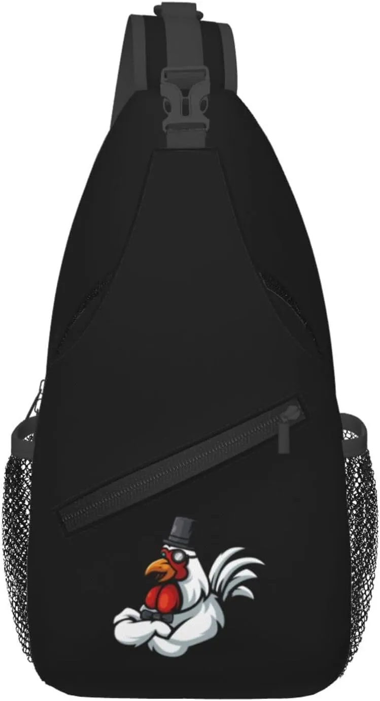 Rooster Wearing A Hat Crossbody Bags For Women Men Chest Backpack Gym Shoulder Bag Travel Outdoor Sports Casual Crossbody Bags