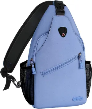 Rope Sling Backpack (Up to 13 Inch), Multipurpose Crossbody Chest One Shoulder Outdoor Travel Hiking Daypack, Airy Blue