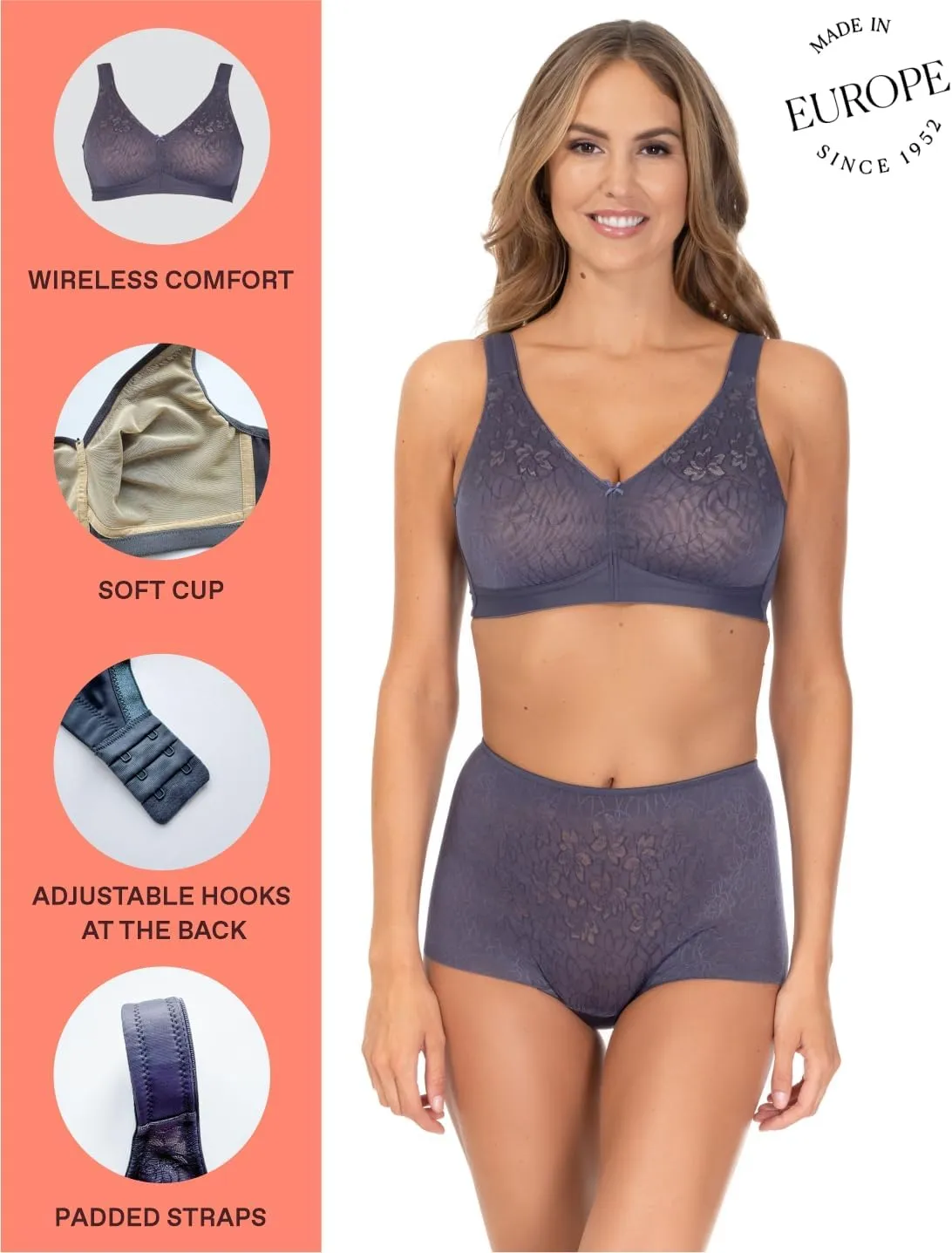 Rosme Women’s Soft Wireless T Shirt Bra Comfortable Seamless Full Coverage No Underwire Smooth Molded Cups Powerlace