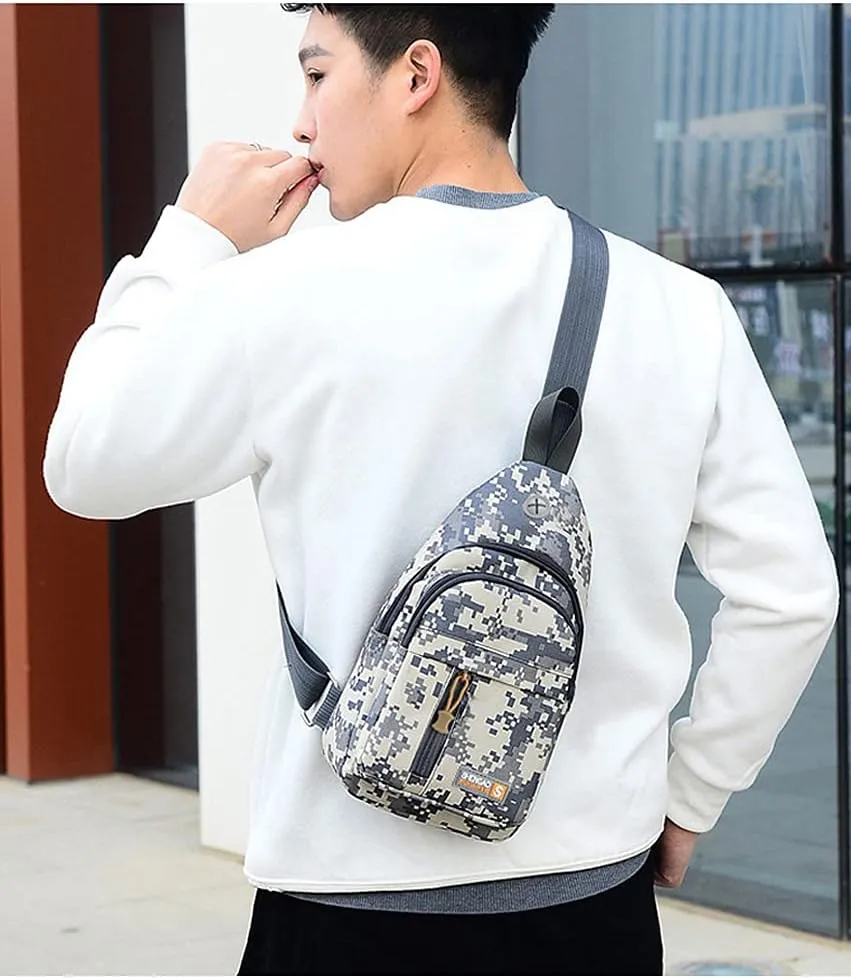 RTGGSEL Men's Camouflage Tactical Sling Backpack Shoulder Bags Travel Military MOLLE EDC Crossbody Chest Bag with Earphone Hole