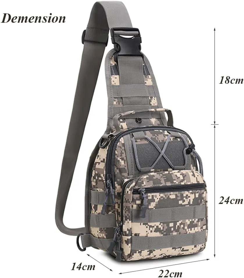 RTGGSEL Men's Camouflage Tactical Sling Shoulder Bags Travel Military MOLLE EDC Crossbody Chest Bag with USB Charging Port (String Desert Camo)