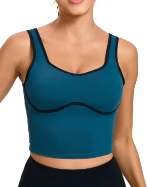 RUNNING GIRL Sports Bras for Women,Longline Workout Crop Tank Tops Padded with Built in Shelf Padded Sports Bra