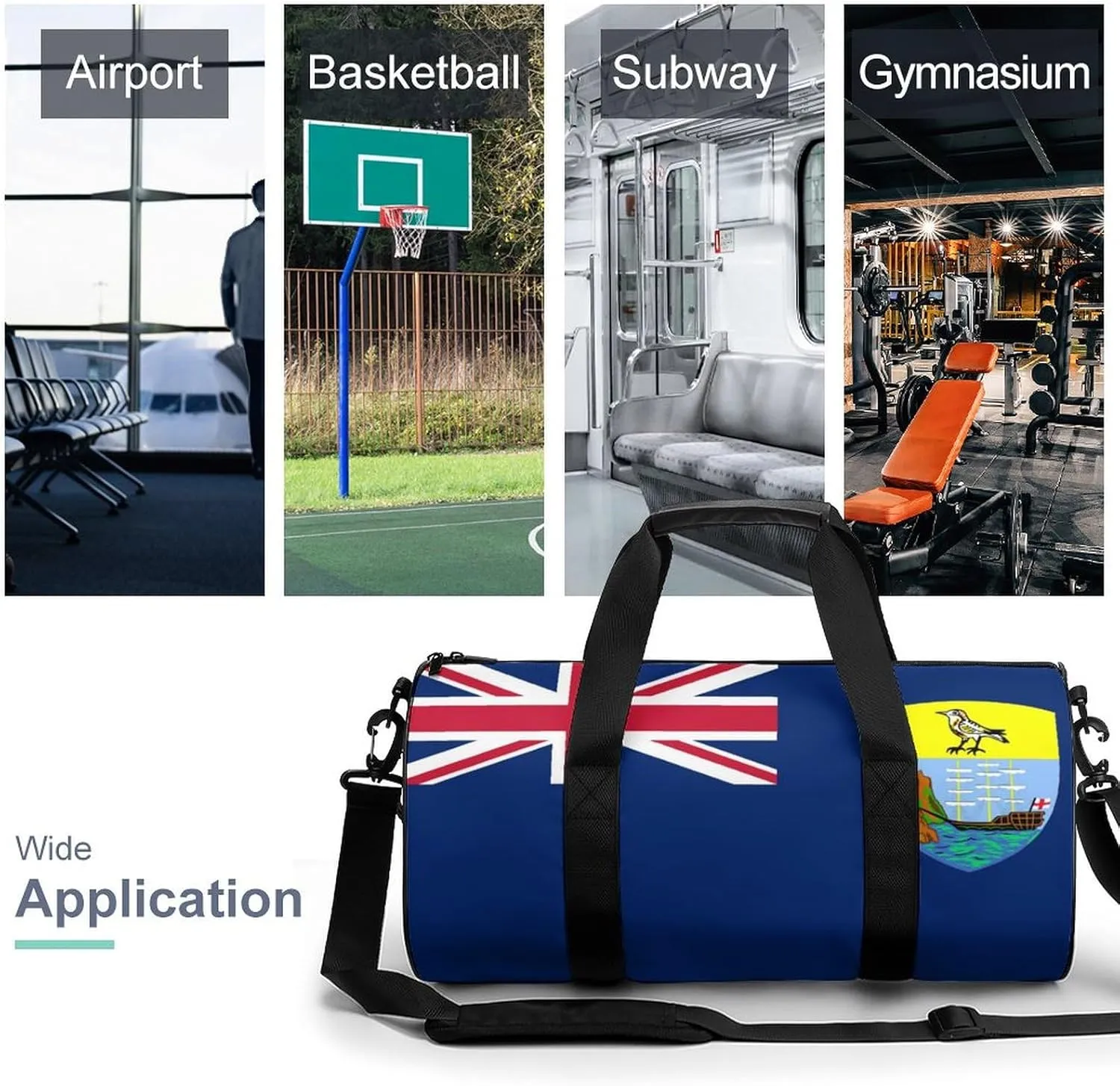 Saint Helena Flag Gym Duffel Bag for Women Men Dry Wet Pocket Travel Tote