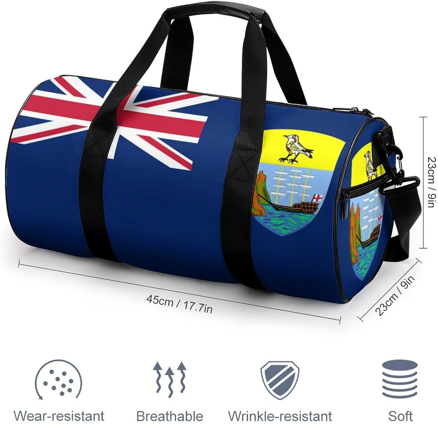 Saint Helena Flag Gym Duffel Bag for Women Men Dry Wet Pocket Travel Tote