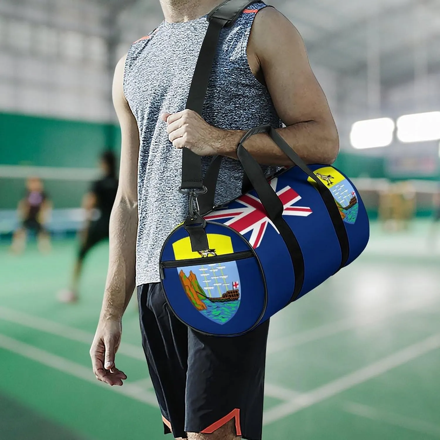 Saint Helena Flag Gym Duffel Bag for Women Men Dry Wet Pocket Travel Tote