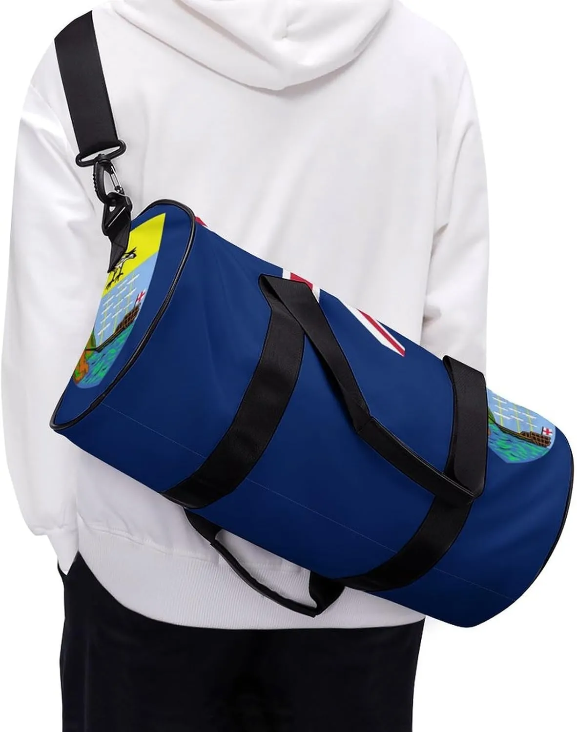 Saint Helena Flag Gym Duffel Bag for Women Men Dry Wet Pocket Travel Tote