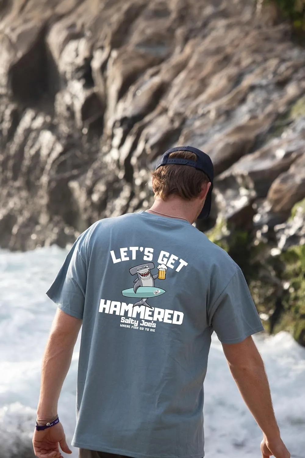SALTY JOES Men's Let's Get Hammered Logo Heavy Cotton Tees