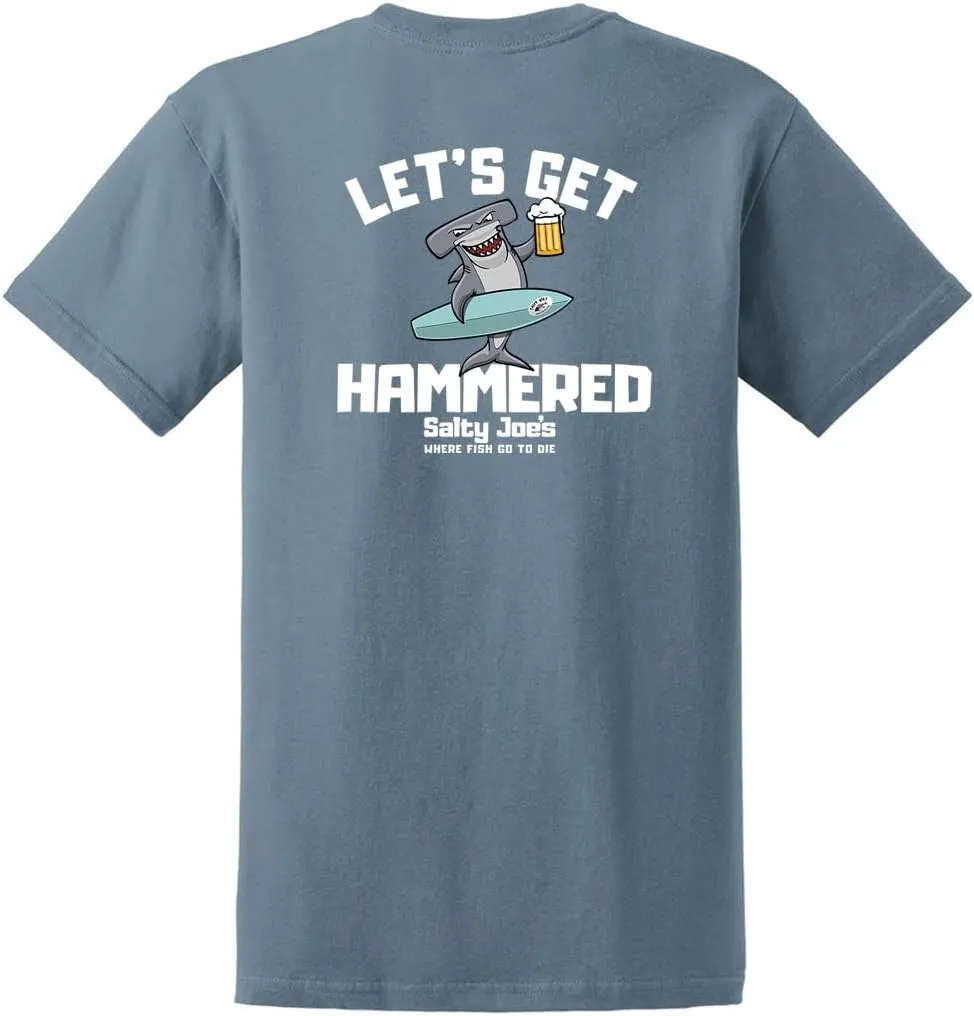 SALTY JOES Men's Let's Get Hammered Logo Heavy Cotton Tees