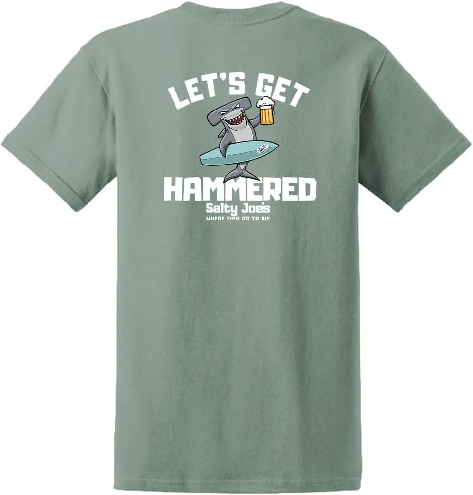 SALTY JOES Men's Let's Get Hammered Logo Heavy Cotton Tees