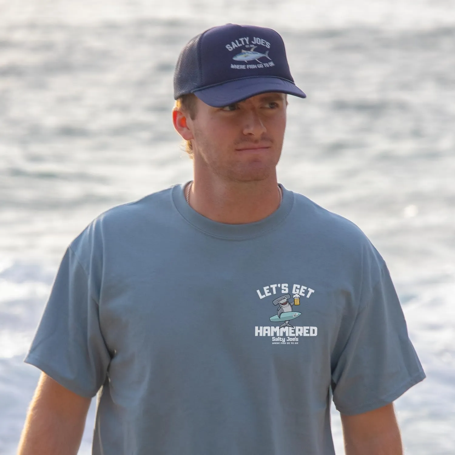 SALTY JOES Men's Let's Get Hammered Logo Heavy Cotton Tees