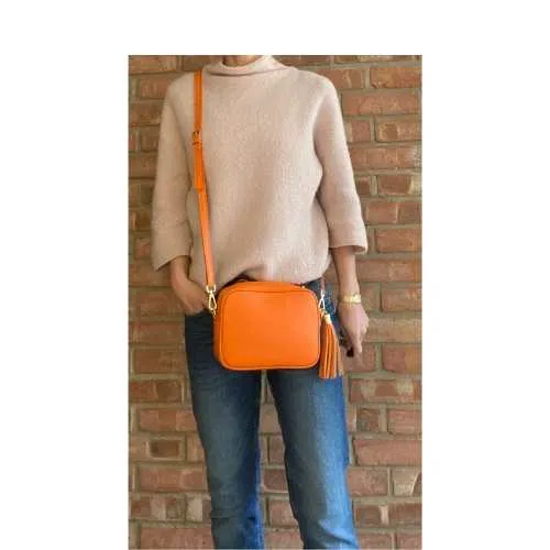 SANO SOHO Style Soft Italian Leather Compact Shoulder / CrossBody Bag, Orange