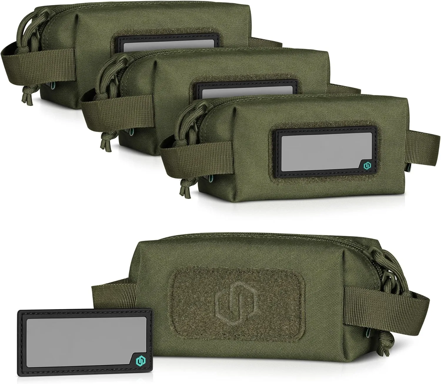 Savior Equipment Loose Sacs 4-Pack Tactical Ammo Pouch Firearm Ammunition Carrier Bag, ID Patches Included, Rifle Carbine Pistol Revolver Ammos Transportation Soft Case Hunting Shooting Range Gear