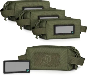 Savior Equipment Loose Sacs 4-Pack Tactical Ammo Pouch Firearm Ammunition Carrier Bag, ID Patches Included, Rifle Carbine Pistol Revolver Ammos Transportation Soft Case Hunting Shooting Range Gear