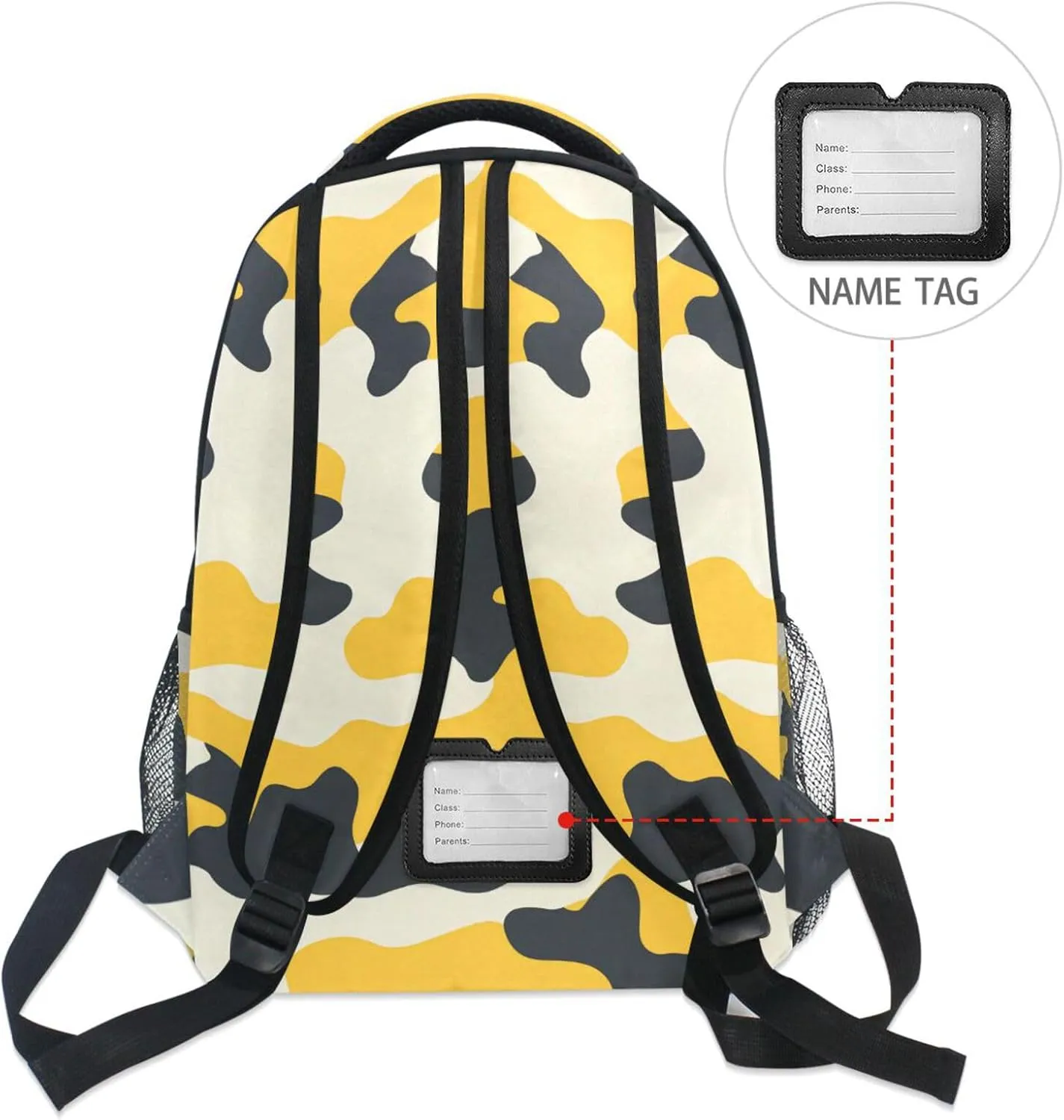 School Backpack for Men Women Fashion Travel Laptop Backpack with Chest Strap for Travel Trip Camouflage Yellow Camouflage Beige