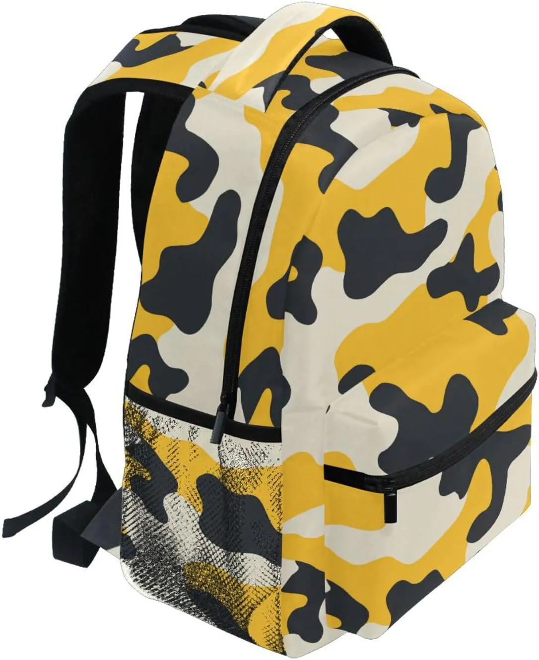 School Backpack for Men Women Fashion Travel Laptop Backpack with Chest Strap for Travel Trip Camouflage Yellow Camouflage Beige