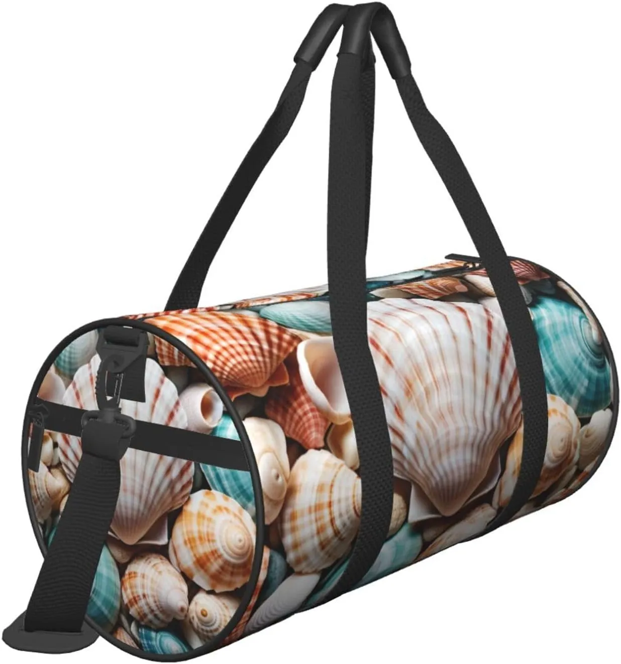 Sea Shell Printed Travel Bag,Round Personal Item Storage bag,Foldie Duffel Bag for Traveling Vacation,Fitness,Sports