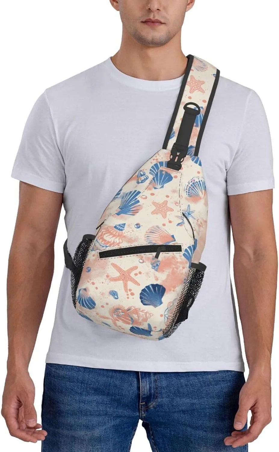Sea Shells Crossbody Sling Backpack Sling Bag Adjustable Chest Shoulder Daypack For Women Men