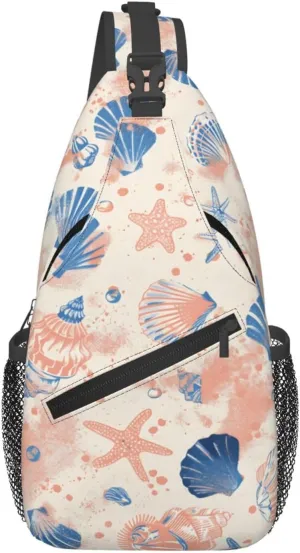 Sea Shells Crossbody Sling Backpack Sling Bag Adjustable Chest Shoulder Daypack For Women Men