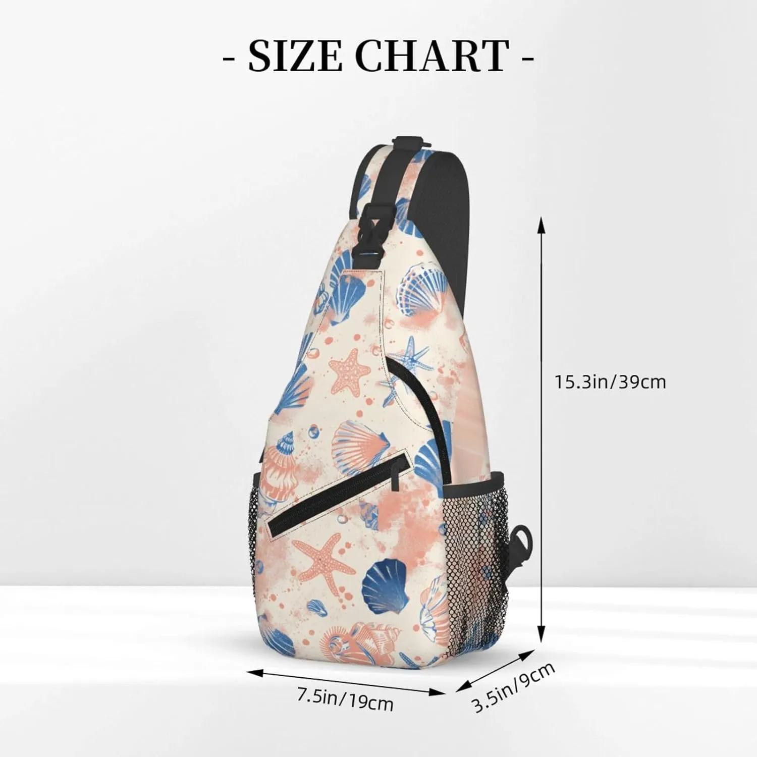 Sea Shells Crossbody Sling Backpack Sling Bag Adjustable Chest Shoulder Daypack For Women Men