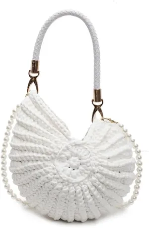 Seashell Purse Woven Sea Shell Clutch Purse Crossbody Shoulder Bag for Women Summer Beach Handbag