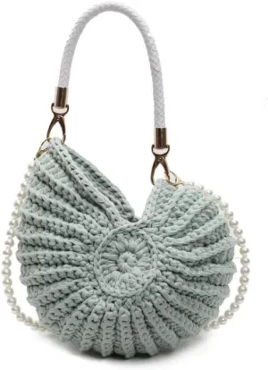 Seashell Purse Woven Sea Shell Clutch Purse Crossbody Shoulder Bag for Women Summer Beach Handbag