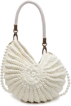 Seashell Purse Woven Sea Shell Clutch Purse Crossbody Shoulder Bag for Women Summer Beach Handbag