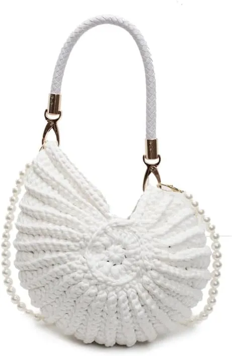 Seashell Purse Woven Sea Shell Clutch Purse Crossbody Shoulder Bag for Women Summer Beach Handbag