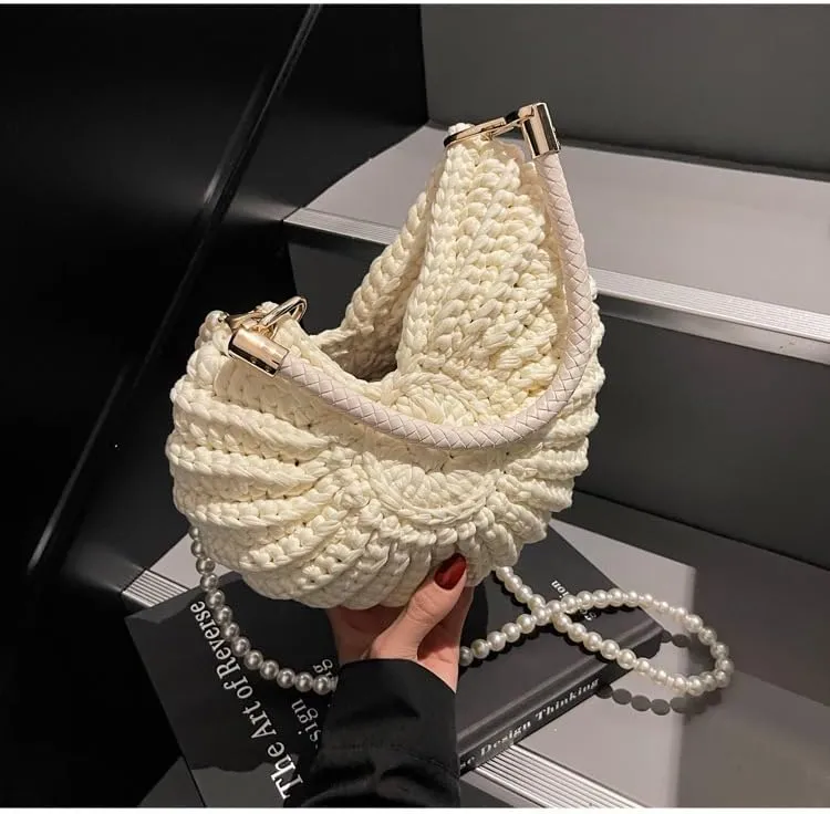 Seashell Purse Woven Sea Shell Clutch Purse Crossbody Shoulder Bag for Women Summer Beach Handbag