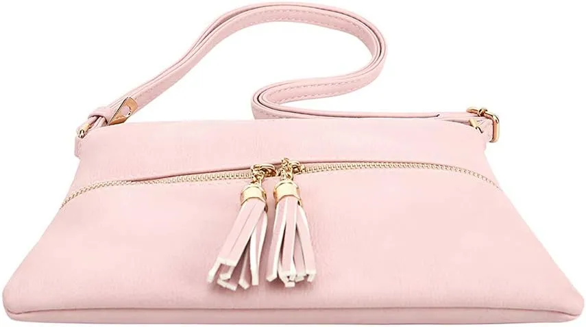 SG SUGU Lightweight Medium Crossbody Bag Shoulder Bag with Tassel and Zipper Pocket
