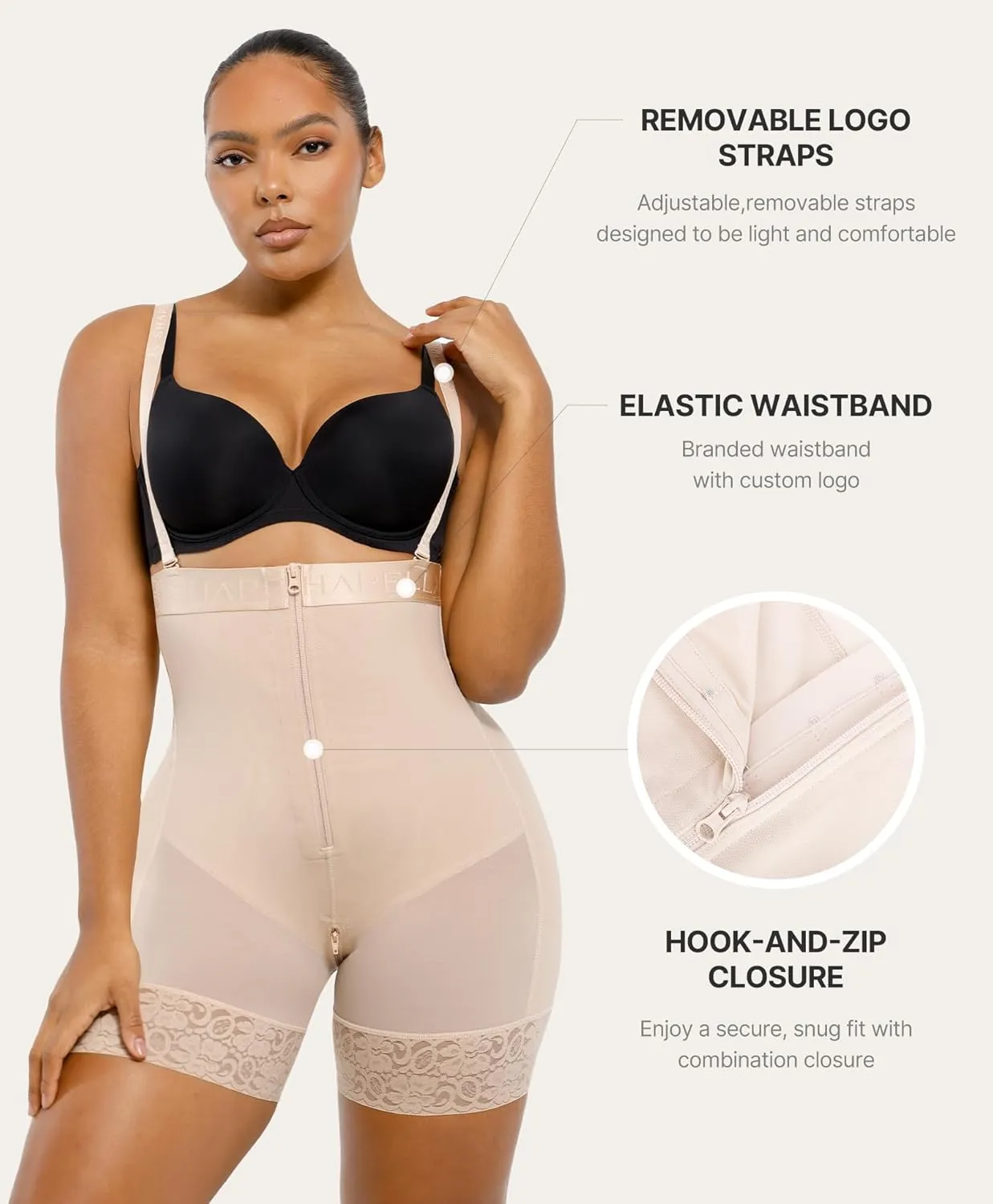 SHAPELLX Shapewear for Women Tummy Control Fajas Colombianas Body Shaper Postpartum Plus Size Butt Lifting Bodysuit