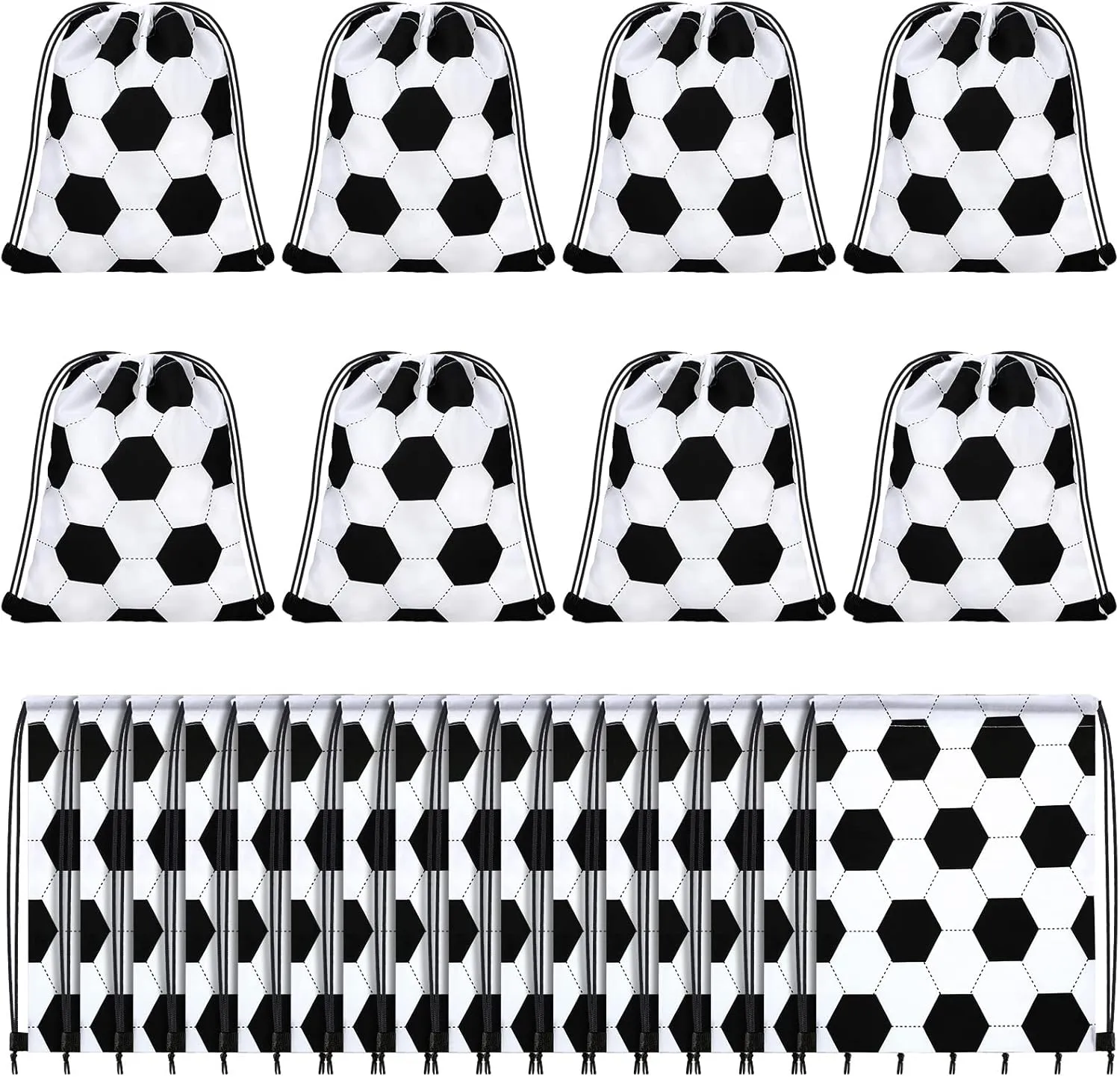 Shappy 24 Pieces Small Sport Drawstring Bags Candy Bag Party Goodie Favor Supplies Gifts for Sports (Soccer, 9.8 x 11.8 Inch)
