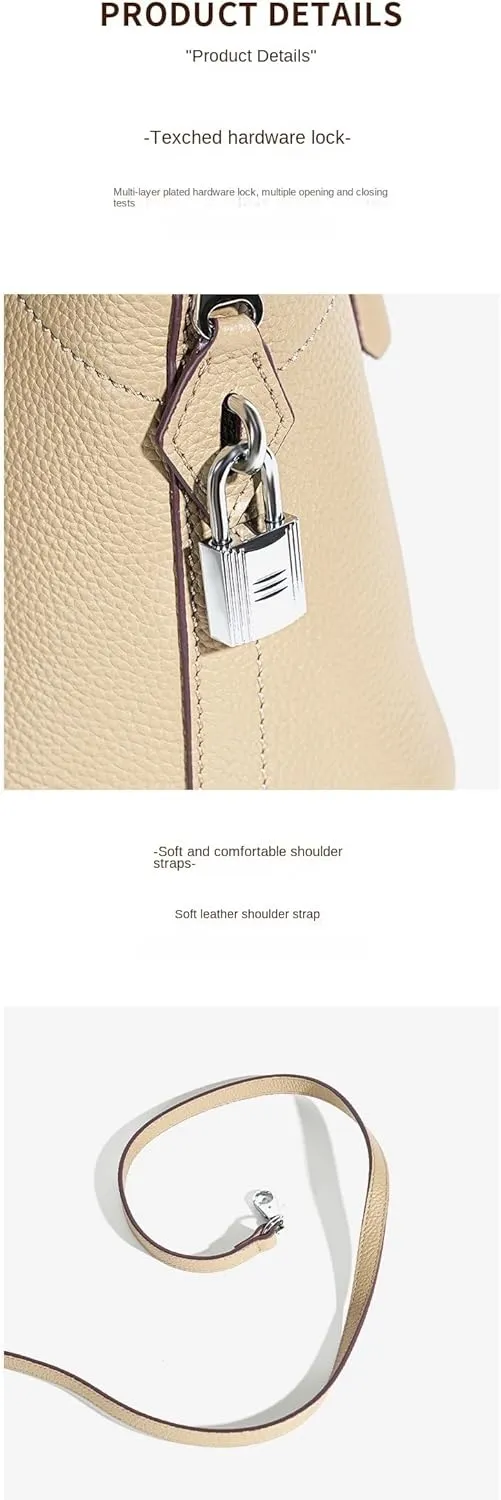 Shell Bag with Detachable Strap and Hardware Lock Women's Genuine Top-Grade cowhide Leather Handbags