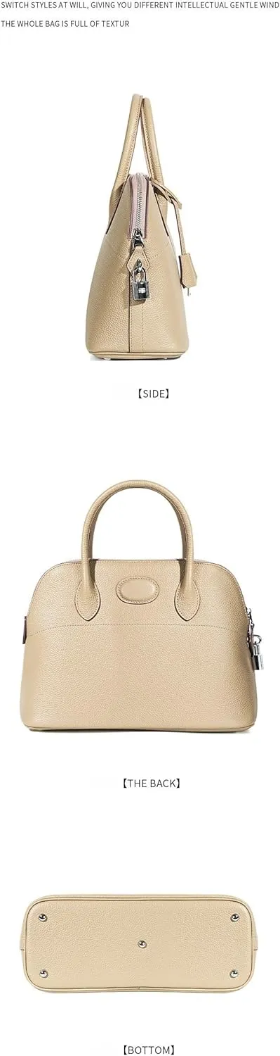 Shell Bag with Detachable Strap and Hardware Lock Women's Genuine Top-Grade cowhide Leather Handbags