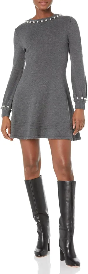 Shoshanna Women's Charity Pearl Trim Knit Mini Dress
