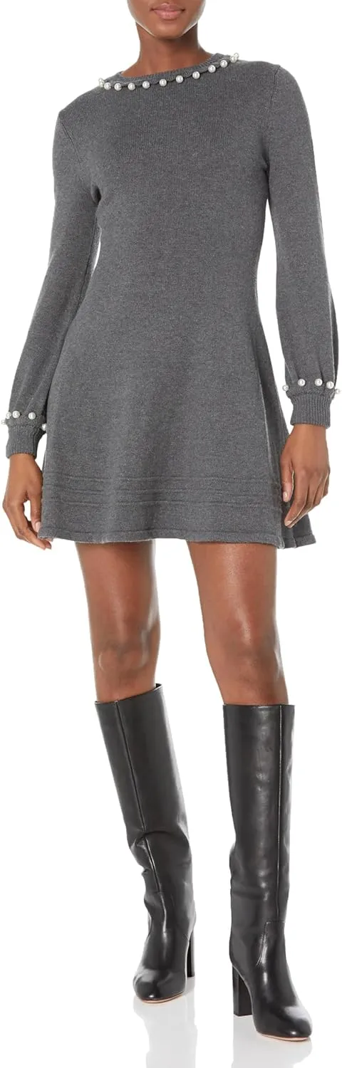 Shoshanna Women's Charity Pearl Trim Knit Mini Dress
