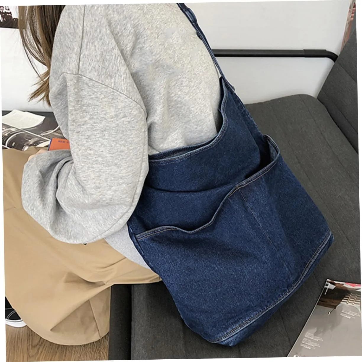 Shoulder Bags Large-capacity Bag Crossbody Leather Bags for Women Denim Cross-body Bag Vintage Crossbody