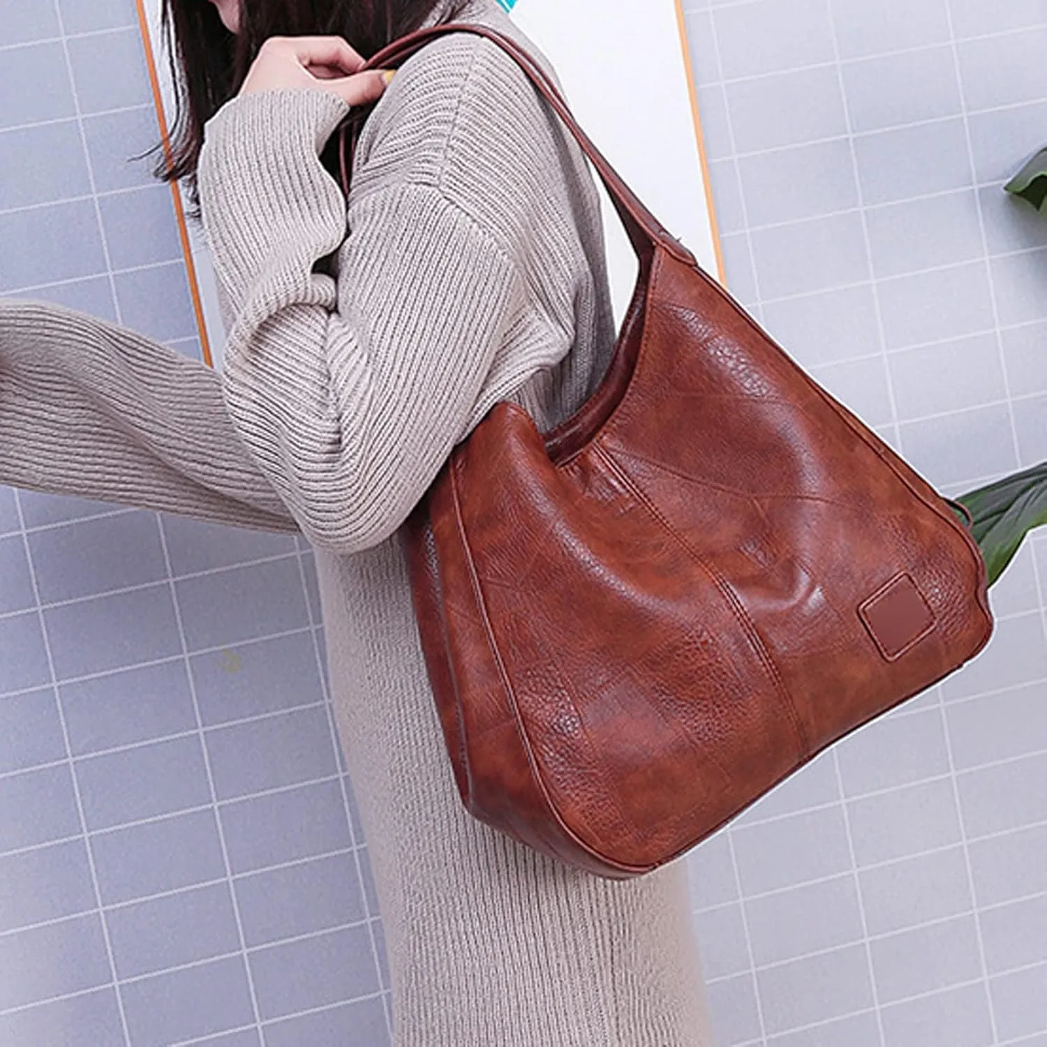 Shoulder Bags Women Hand Bag，Handbags Women Shoulder Bags ，Female Top-Handle Bags Handbags，Soft Leather Shoulder Bag Large Capacity(Black)