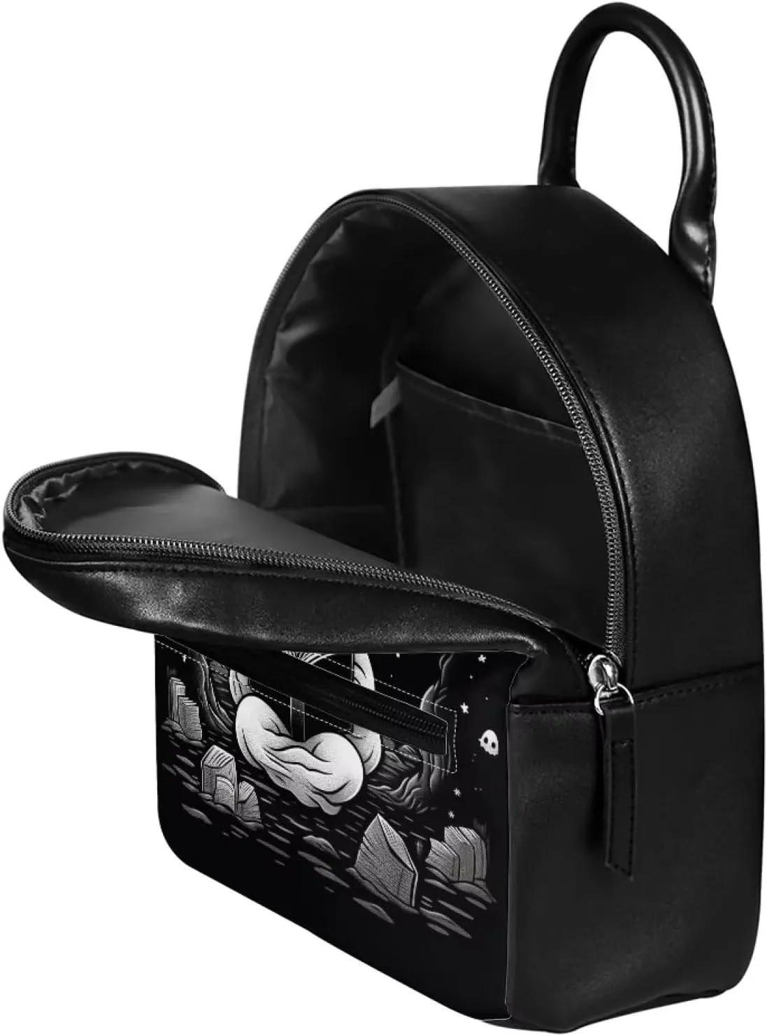 Showudesigns Custom Ghost Purse for Teen Girls Backpack Mini Handbag for Women Personalized Shoulder Bags Cute Backpacks With Zipper Daypack Black Handbag Tote Halloween Gifts Your Name Here