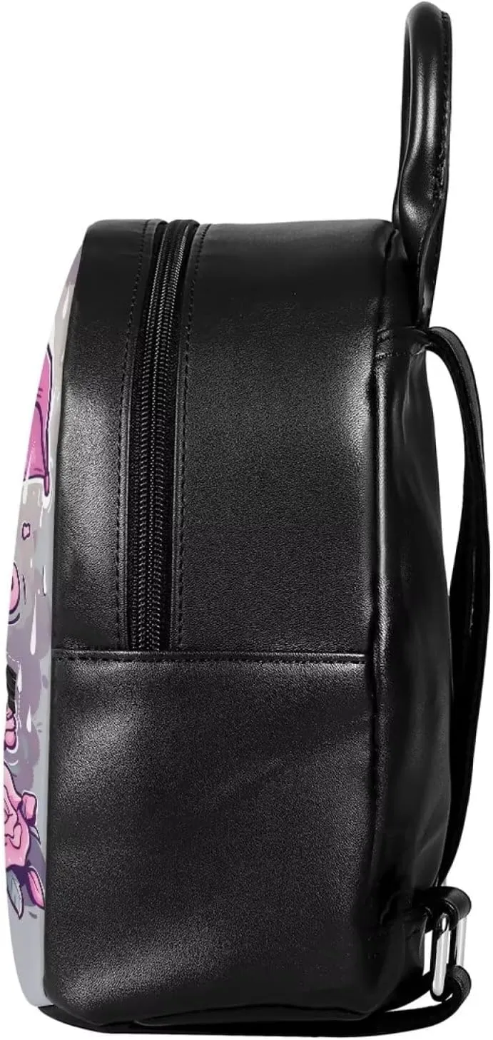 Showudesigns Cute Ghost Backpack for Women Teenager Purse Gifts Mini Pu Leather Backpacks Ladies Small Shoulder Bag Casual Daypack Rose Flower Handbag Grey