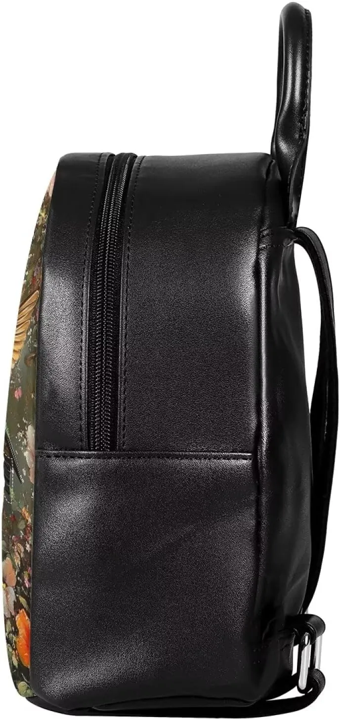Showudesigns Hummingbird Purse for Women Backpack Mini Handbag for Teen Girls Travel Shoulder Bags Vintage Flower Casual Daypack with Zipper Back Pack Brown
