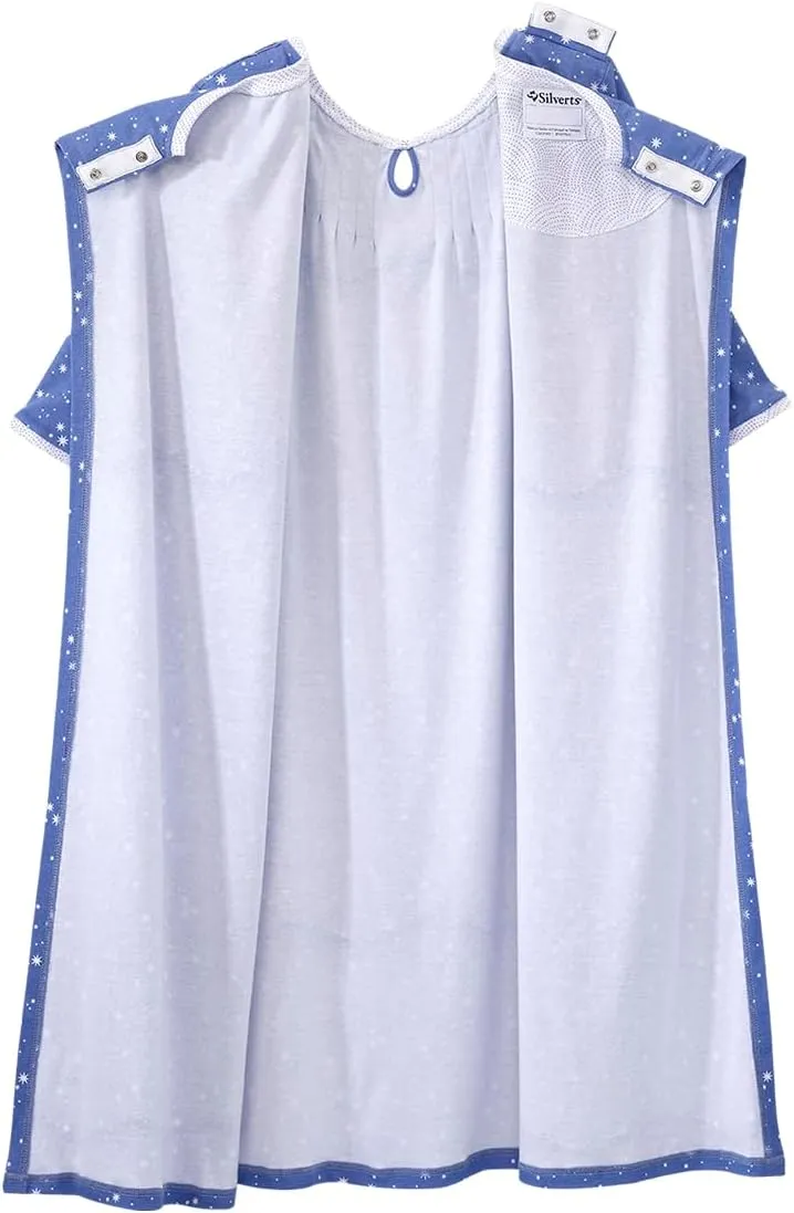 Silverts Open-Back Hospital Gowns for Women – Comfortable, Easy Dressing for Seniors & Patients - Lace Trim 2/3 Sleeve