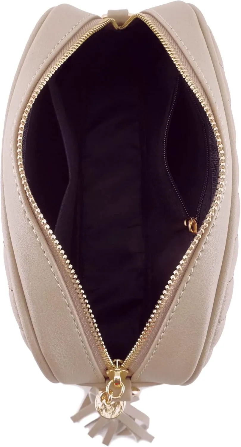 Simple Shoulder Crossbody Bag With Metal Chain Strap And Tassel Top Zipper