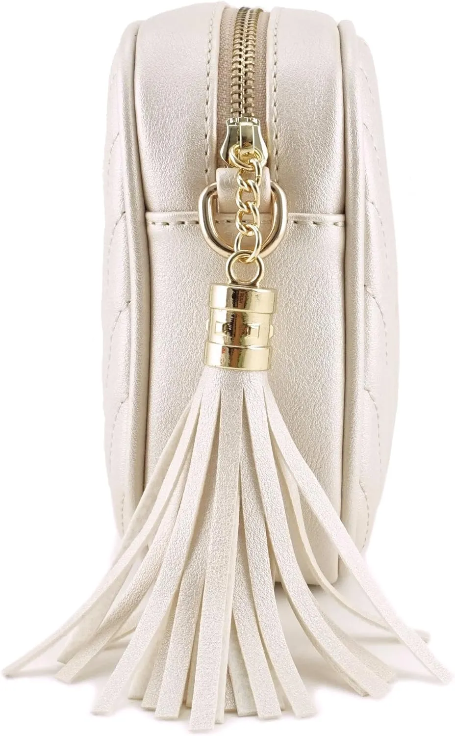 Simple Shoulder Crossbody Bag With Metal Chain Strap And Tassel Top Zipper