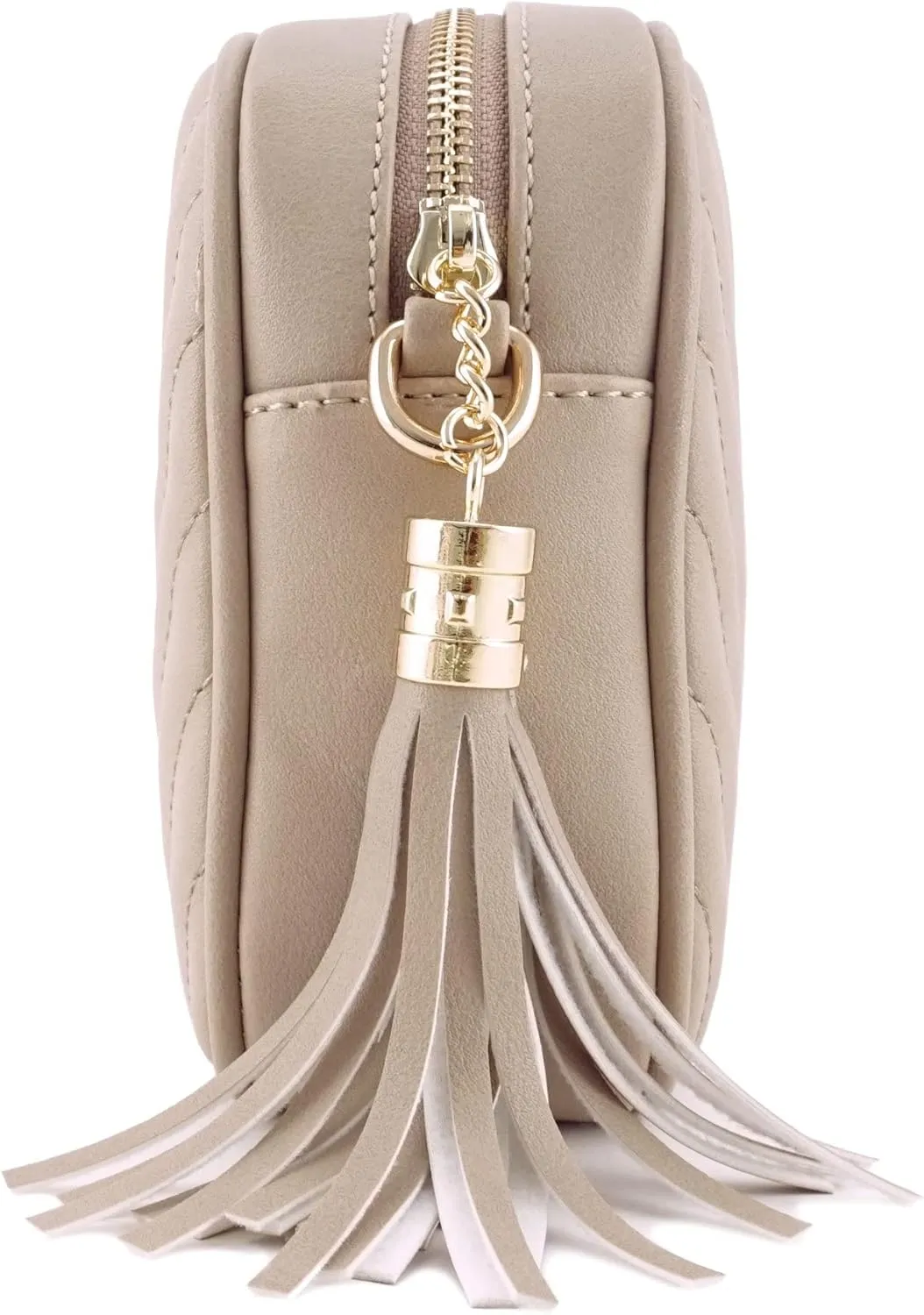 Simple Shoulder Crossbody Bag With Metal Chain Strap And Tassel Top Zipper