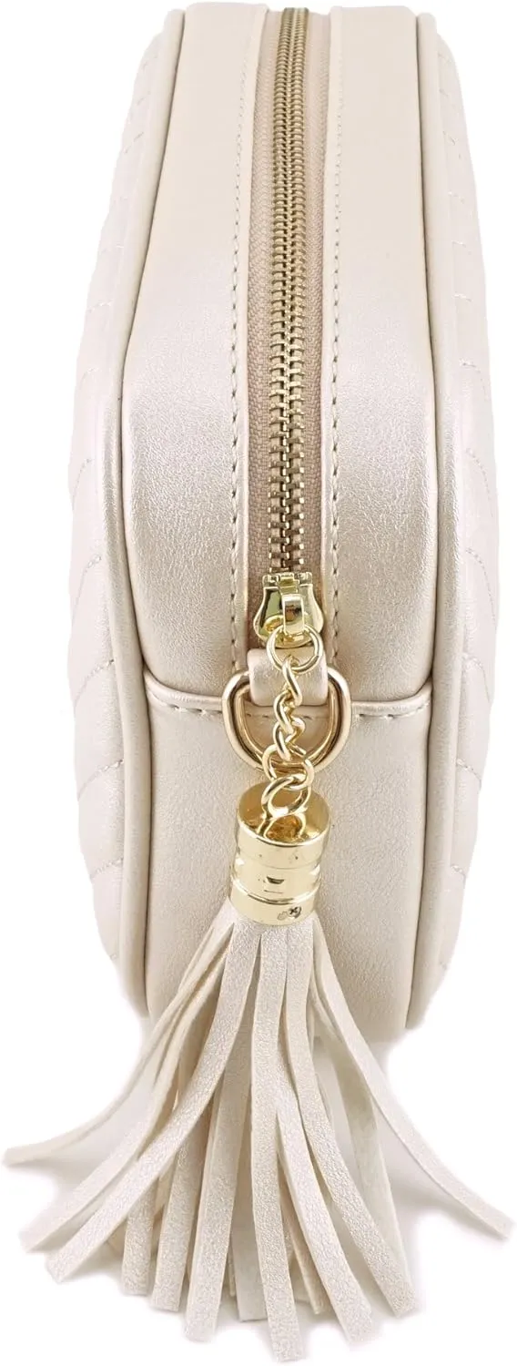 Simple Shoulder Crossbody Bag With Metal Chain Strap And Tassel Top Zipper