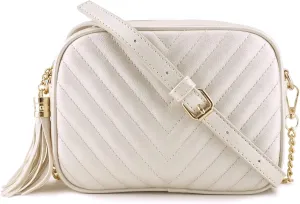 Simple Shoulder Crossbody Bag With Metal Chain Strap And Tassel Top Zipper